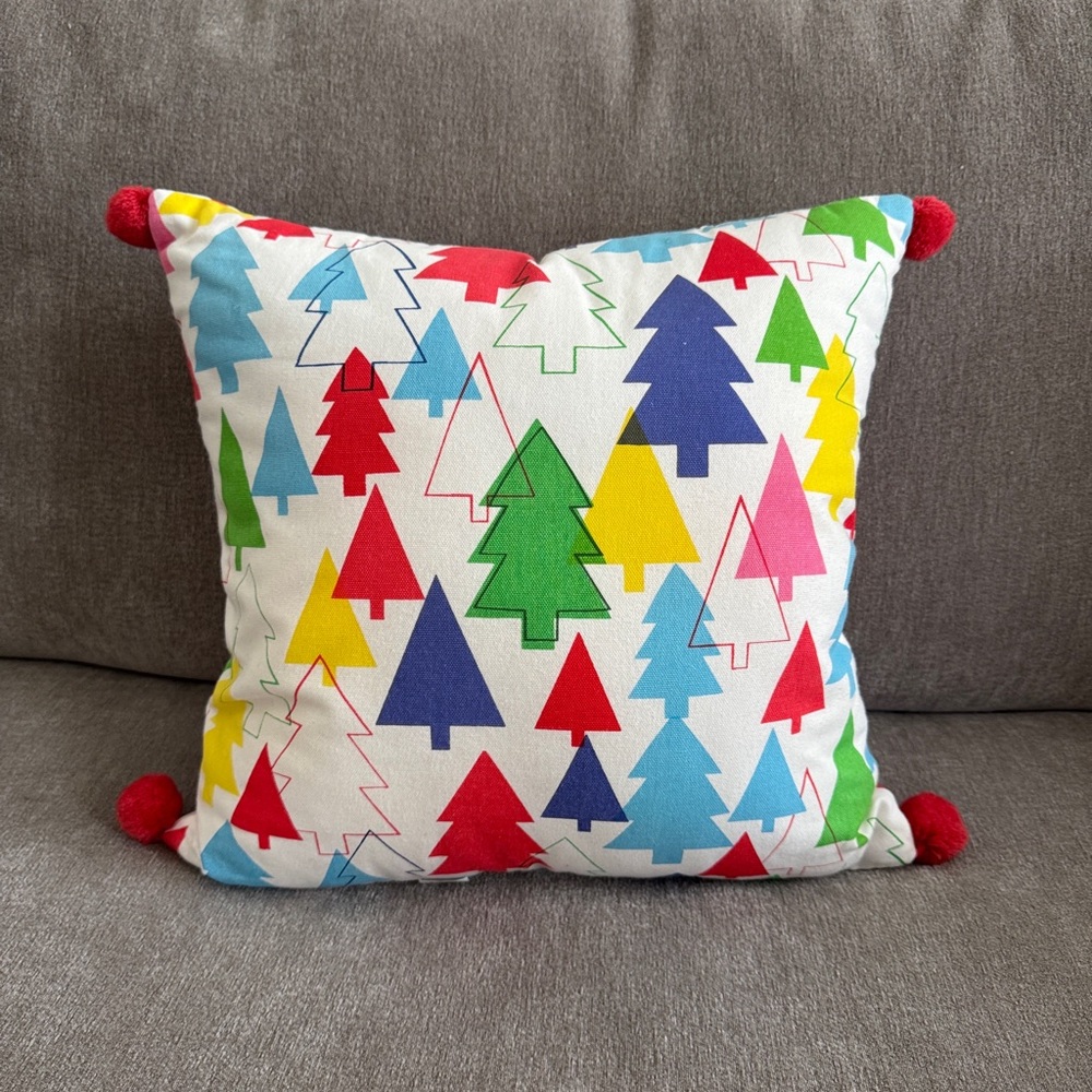 Holiday Pillow - colorful Christmas trees